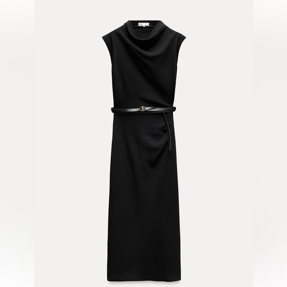 ZARA NWT ZW Collection Belted MIDI Dress - Picture 4 of 5